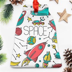 Space Cosmos Seamless Pattern Seamless Pattern Doodle Style Ornament (bell) by Vaneshart