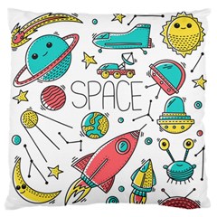 Space Cosmos Seamless Pattern Seamless Pattern Doodle Style Large Flano Cushion Case (two Sides) by Vaneshart