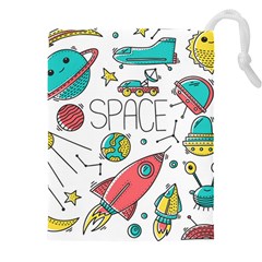 Space Cosmos Seamless Pattern Seamless Pattern Doodle Style Drawstring Pouch (5xl) by Vaneshart