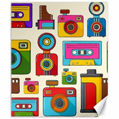 Retro Cameras Audio Cassettes Hand Drawn Pop Art Style Seamless Pattern Canvas 8  X 10  by Vaneshart