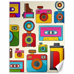 Retro Cameras Audio Cassettes Hand Drawn Pop Art Style Seamless Pattern Canvas 18  X 24  by Vaneshart