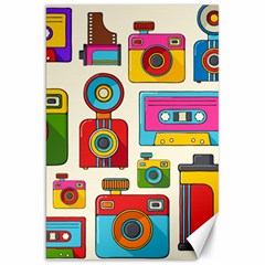 Retro Cameras Audio Cassettes Hand Drawn Pop Art Style Seamless Pattern Canvas 20  X 30  by Vaneshart