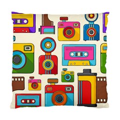 Retro Cameras Audio Cassettes Hand Drawn Pop Art Style Seamless Pattern Standard Cushion Case (one Side) by Vaneshart