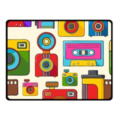 Retro Cameras Audio Cassettes Hand Drawn Pop Art Style Seamless Pattern Fleece Blanket (small) by Vaneshart