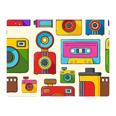 Retro Cameras Audio Cassettes Hand Drawn Pop Art Style Seamless Pattern Double Sided Flano Blanket (mini)  by Vaneshart