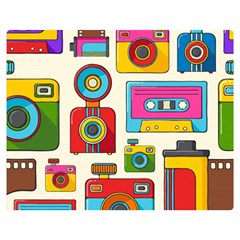 Retro Cameras Audio Cassettes Hand Drawn Pop Art Style Seamless Pattern Double Sided Flano Blanket (medium)  by Vaneshart