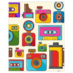 Retro Cameras Audio Cassettes Hand Drawn Pop Art Style Seamless Pattern Drawstring Bag (small) by Vaneshart