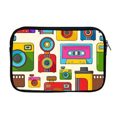 Retro Cameras Audio Cassettes Hand Drawn Pop Art Style Seamless Pattern Apple Macbook Pro 17  Zipper Case by Vaneshart