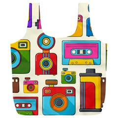 Retro Cameras Audio Cassettes Hand Drawn Pop Art Style Seamless Pattern Full Print Recycle Bag (xxxl)