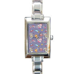 Outer Space Seamless Background Rectangle Italian Charm Watch