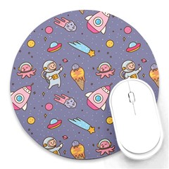 Outer Space Seamless Background Round Mousepads