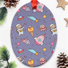 Outer Space Seamless Background Ornament (Oval)