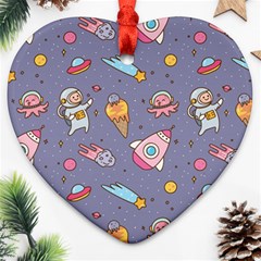 Outer Space Seamless Background Ornament (Heart)