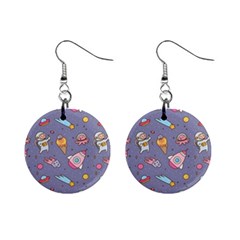 Outer Space Seamless Background Mini Button Earrings