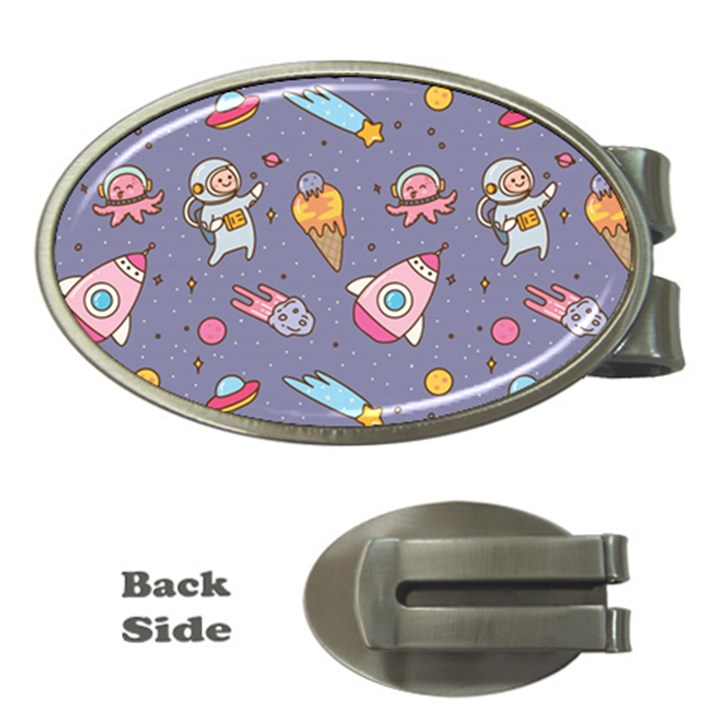 Outer Space Seamless Background Money Clips (Oval) 