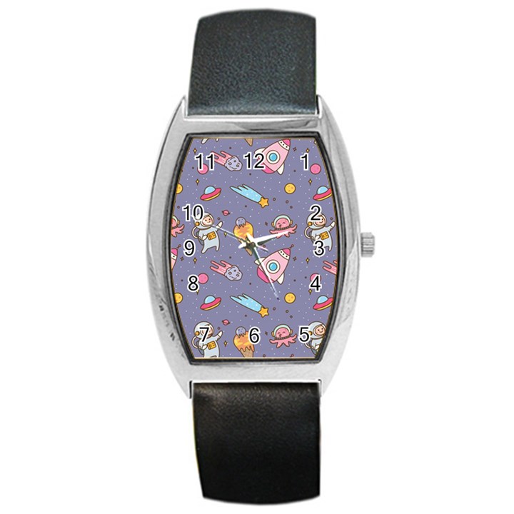 Outer Space Seamless Background Barrel Style Metal Watch