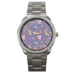 Outer Space Seamless Background Sport Metal Watch