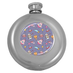 Outer Space Seamless Background Round Hip Flask (5 Oz) by Vaneshart