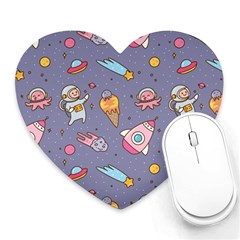 Outer Space Seamless Background Heart Mousepads