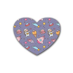 Outer Space Seamless Background Rubber Coaster (Heart) 