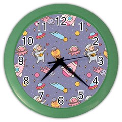 Outer Space Seamless Background Color Wall Clock