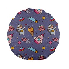 Outer Space Seamless Background Standard 15  Premium Round Cushions