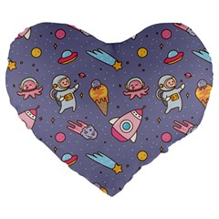 Outer Space Seamless Background Large 19  Premium Heart Shape Cushions