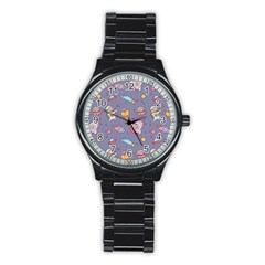 Outer Space Seamless Background Stainless Steel Round Watch by Vaneshart