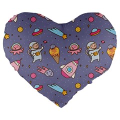 Outer Space Seamless Background Large 19  Premium Flano Heart Shape Cushions