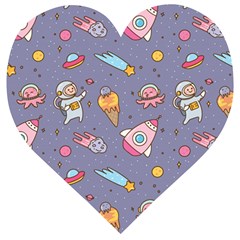 Outer Space Seamless Background Wooden Puzzle Heart