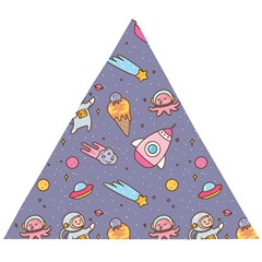 Outer Space Seamless Background Wooden Puzzle Triangle