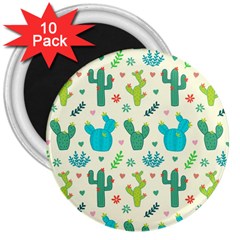 Cactus Succulents Floral Seamless Pattern 3  Magnets (10 Pack)  by Vaneshart