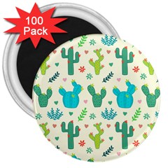 Cactus Succulents Floral Seamless Pattern 3  Magnets (100 Pack) by Vaneshart