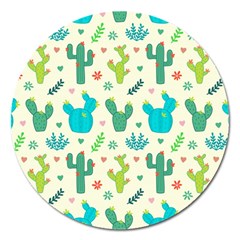 Cactus Succulents Floral Seamless Pattern Magnet 5  (round) by Vaneshart