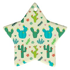 Cactus Succulents Floral Seamless Pattern Star Ornament (two Sides) by Vaneshart