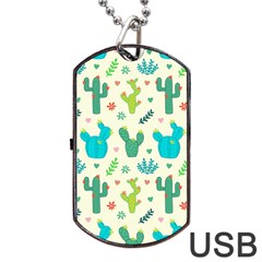 Cactus Succulents Floral Seamless Pattern Dog Tag Usb Flash (one Side) by Vaneshart