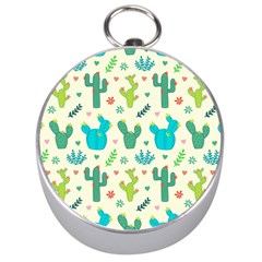 Cactus Succulents Floral Seamless Pattern Silver Compasses by Vaneshart