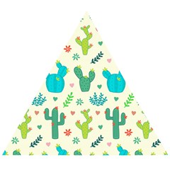 Cactus Succulents Floral Seamless Pattern Wooden Puzzle Triangle by Vaneshart