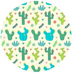 Cactus Succulents Floral Seamless Pattern Wooden Bottle Opener (round) by Vaneshart