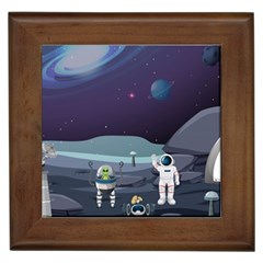 Alien Astronaut Scene Framed Tile by Vaneshart