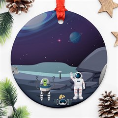 Alien Astronaut Scene Ornament (round) by Vaneshart