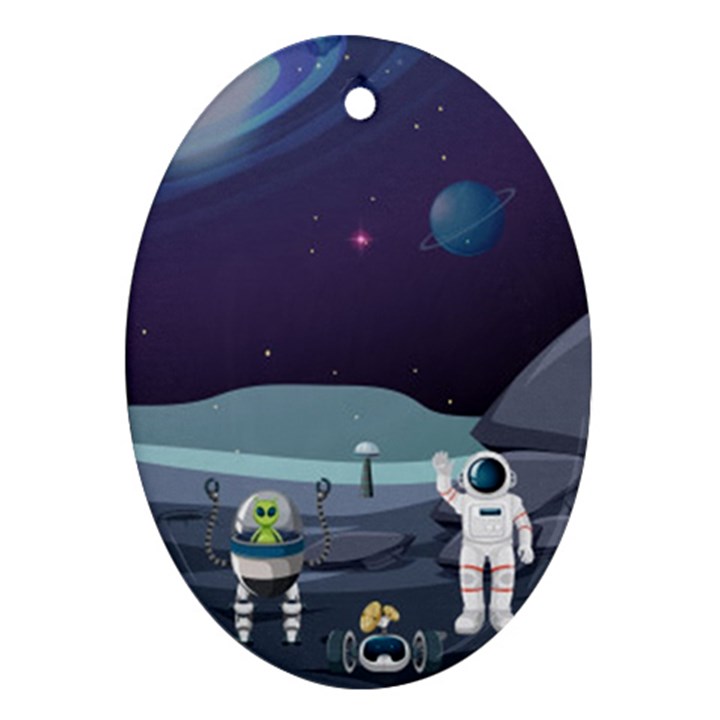 Alien Astronaut Scene Ornament (Oval)