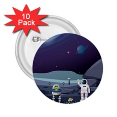 Alien Astronaut Scene 2 25  Buttons (10 Pack)  by Vaneshart