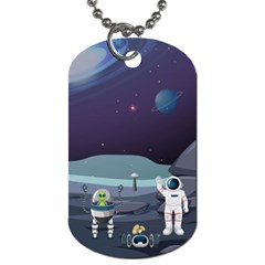 Alien Astronaut Scene Dog Tag (one Side) by Vaneshart