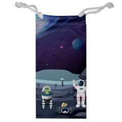 Alien Astronaut Scene Jewelry Bag by Vaneshart