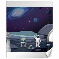 Alien Astronaut Scene Canvas 11  X 14  by Vaneshart