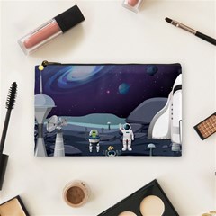 Alien Astronaut Scene Cosmetic Bag (medium) by Vaneshart