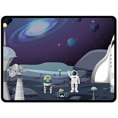 Alien Astronaut Scene Fleece Blanket (large)  by Vaneshart