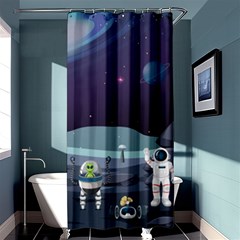 Alien Astronaut Scene Shower Curtain 36  X 72  (stall)  by Vaneshart