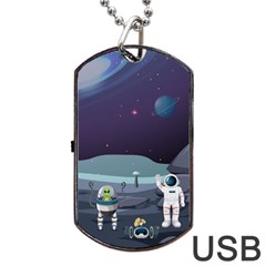 Alien Astronaut Scene Dog Tag Usb Flash (one Side) by Vaneshart